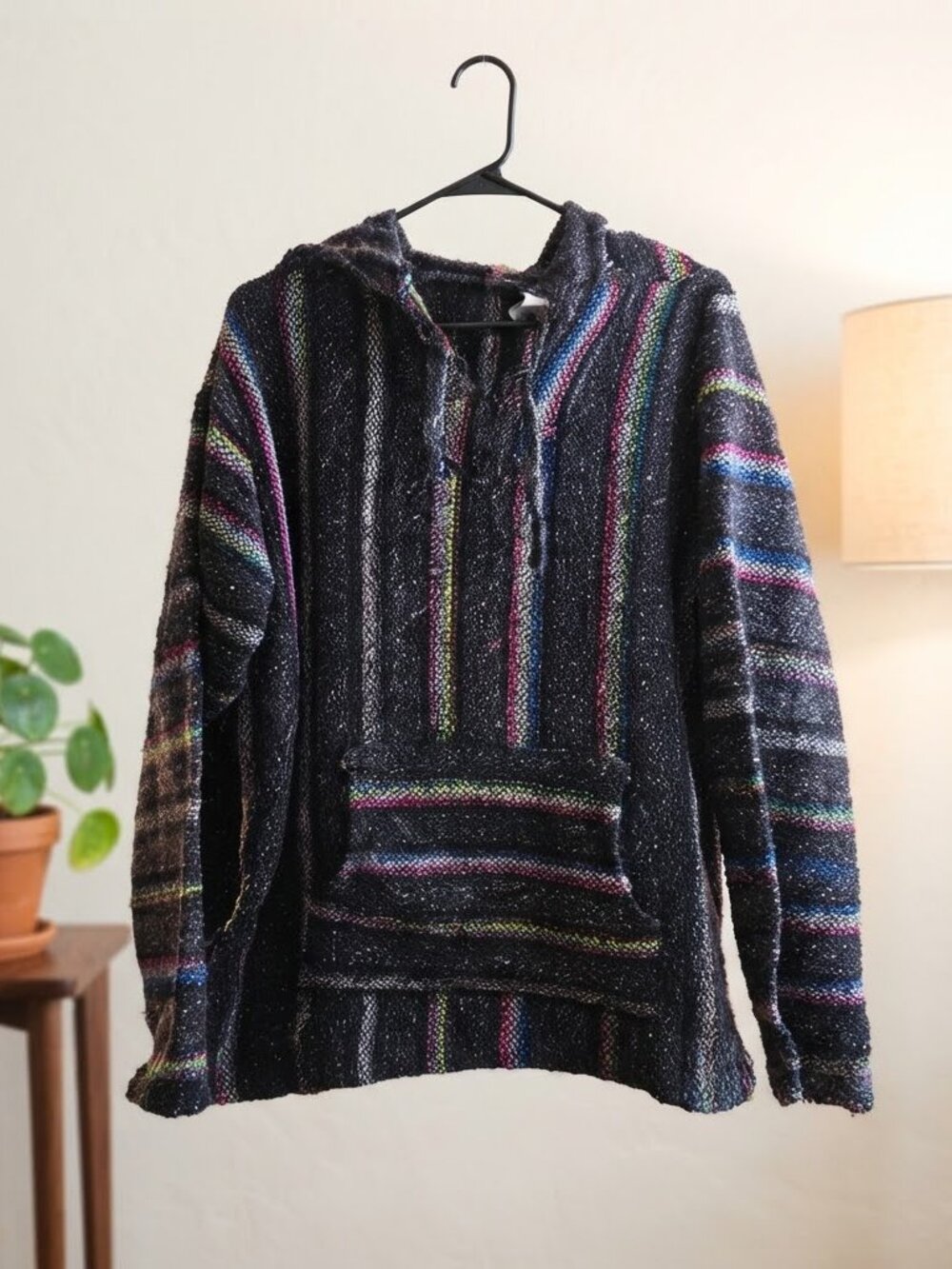 La Malinche Capucha Black Multistripe Baja Hoodie XXL